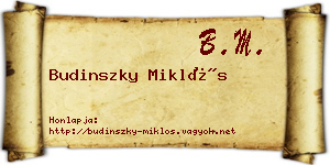 Budinszky Miklós névjegykártya
